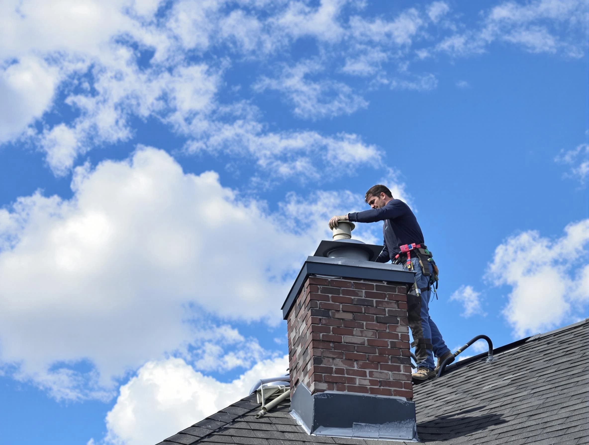 Rahway Chimney Sweep installing a sturdy chimney cap in Rahway, NJ