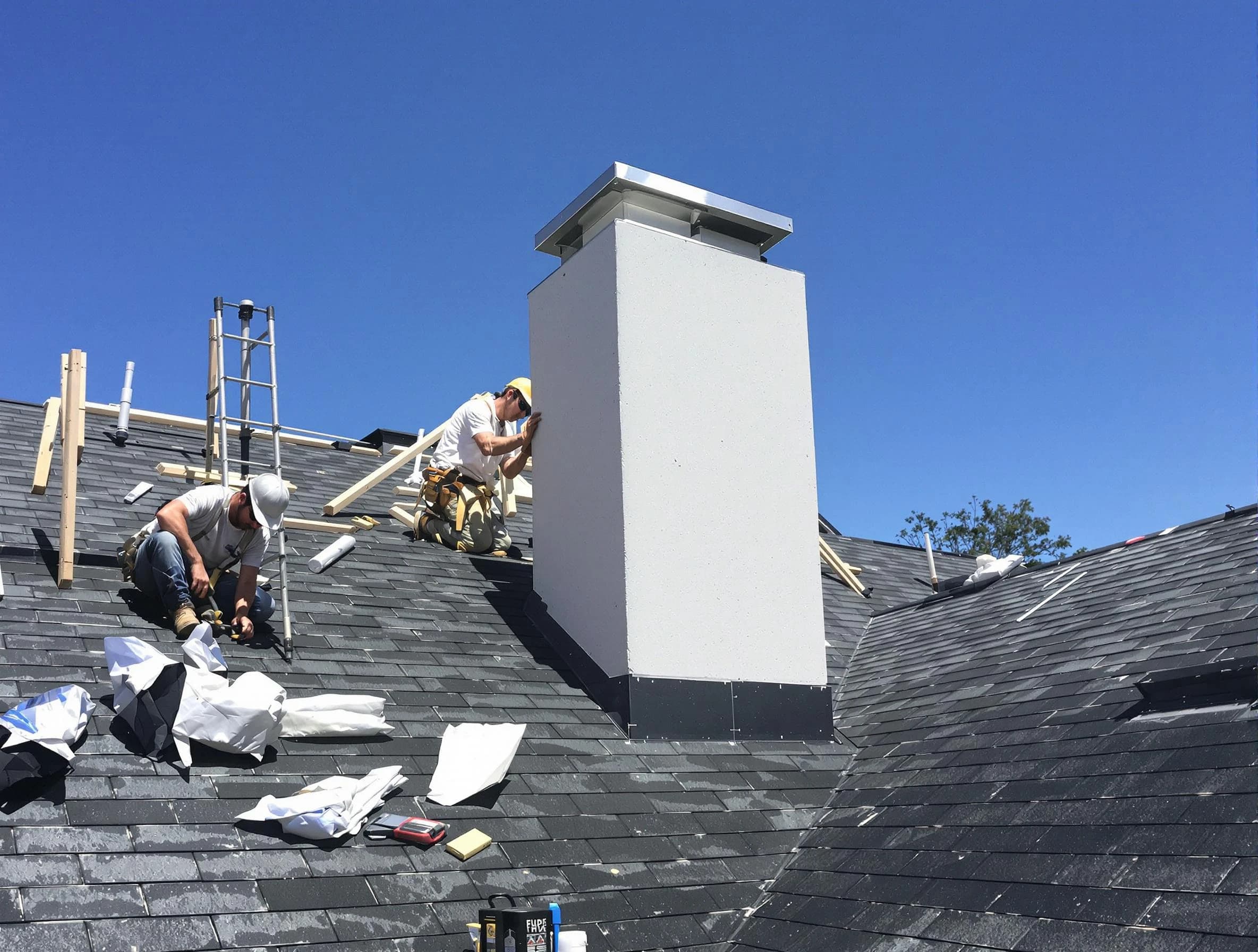 Rahway Chimney Sweep crew installing a new chimney in Rahway, NJ