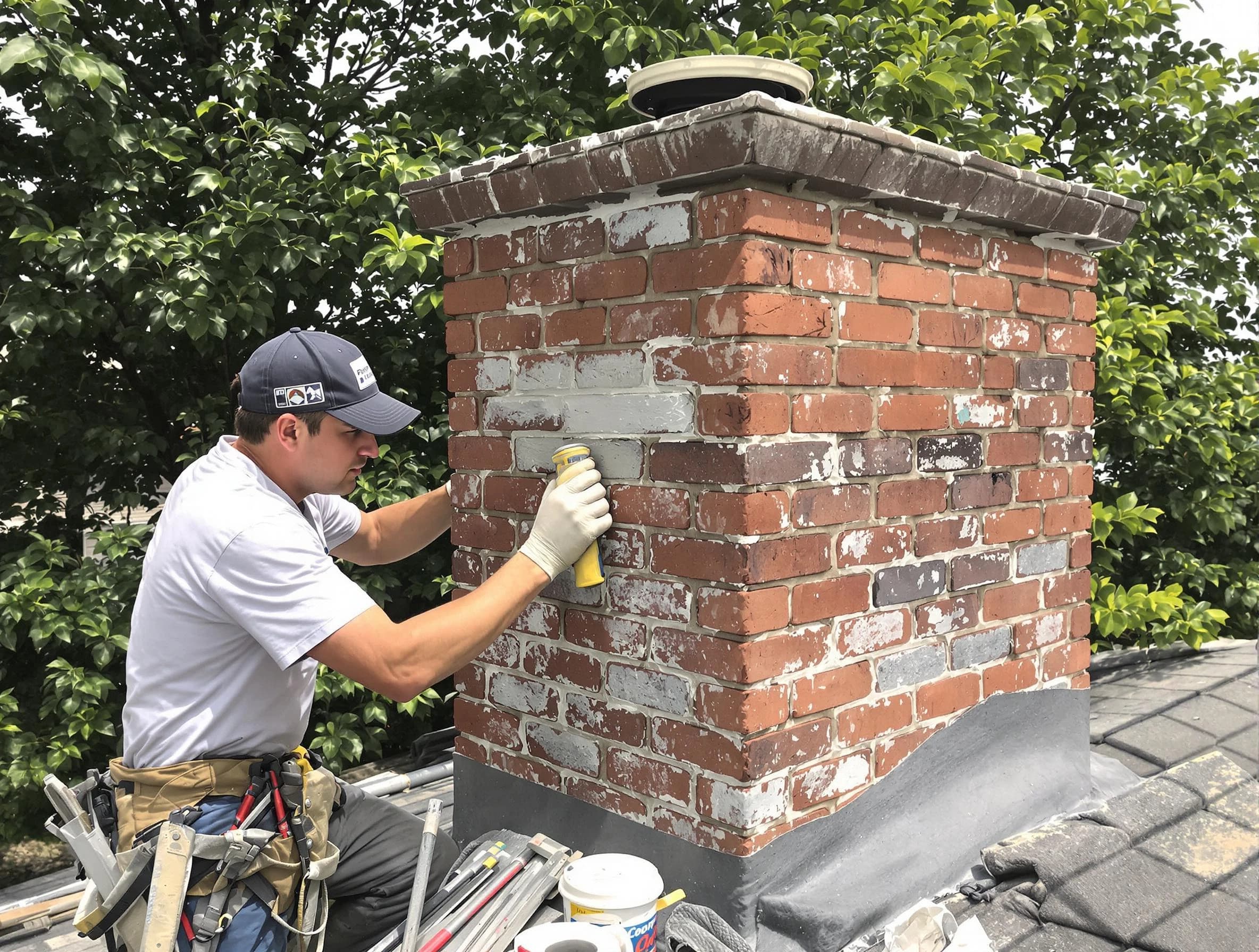 Rahway Chimney Sweep restoring an aging chimney in Rahway, NJ