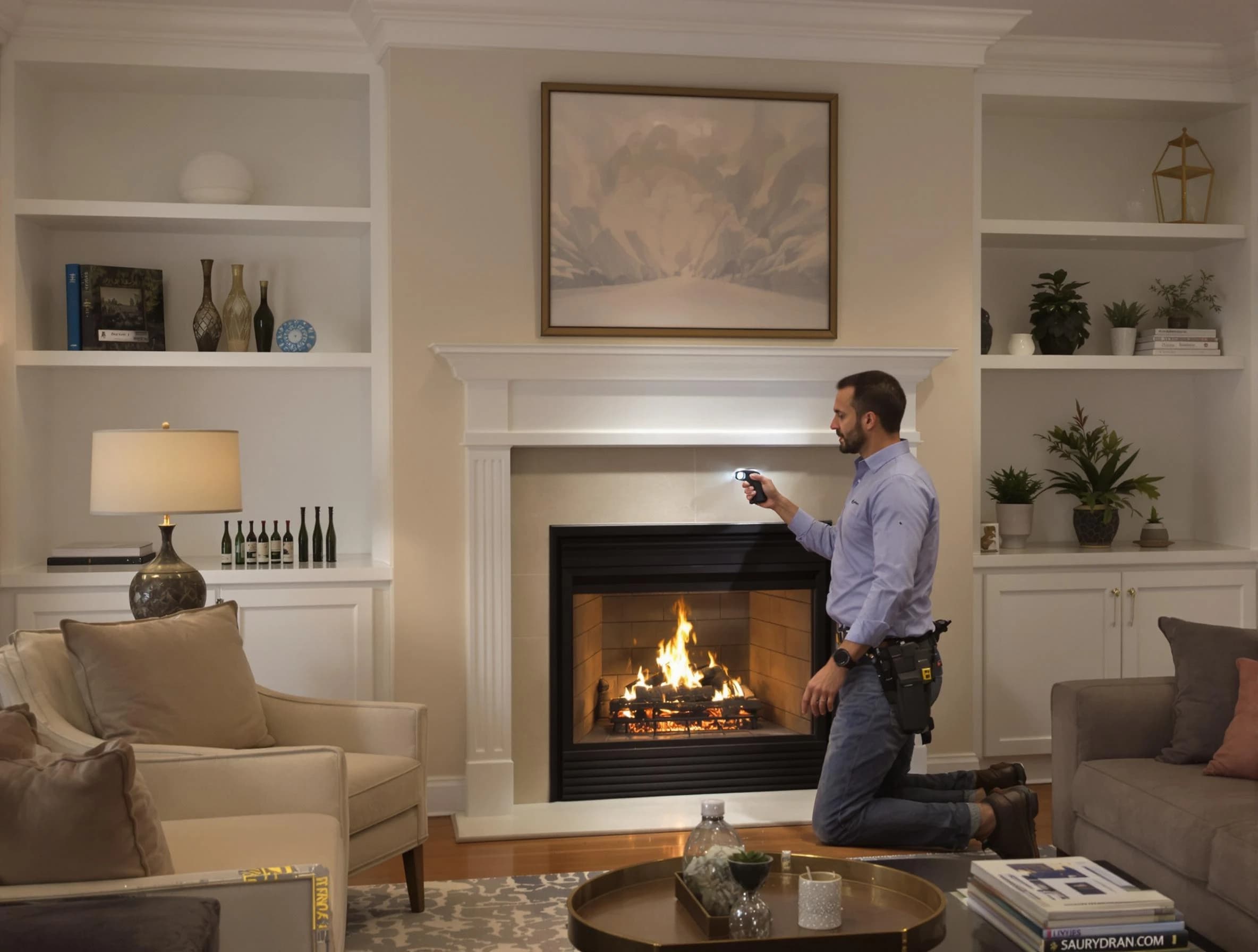 Rahway Chimney Sweep conducting a fireplace safety inspection in Rahway, NJ