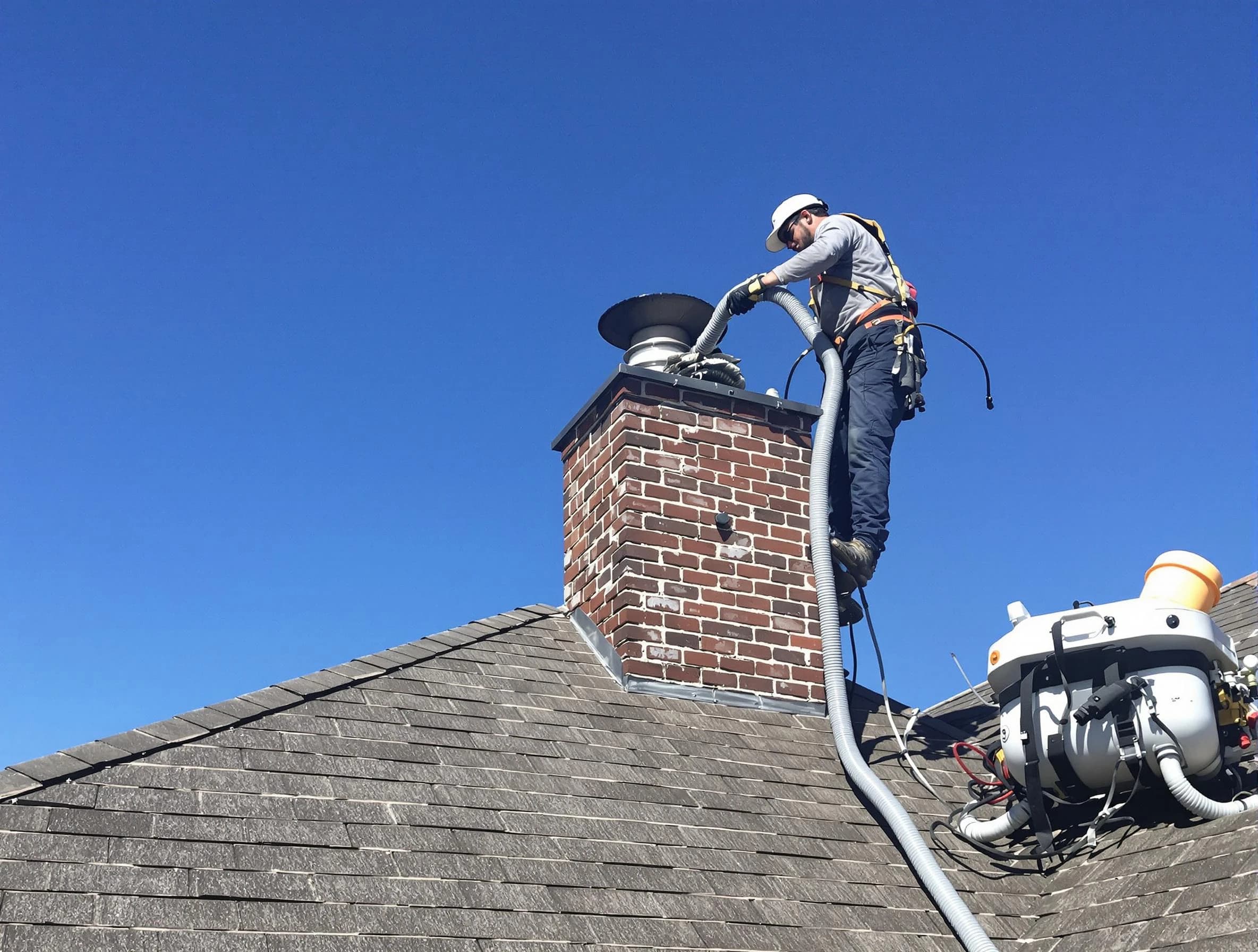 Dedicated Rahway Chimney Sweep team member cleaning a chimney in Rahway, NJ