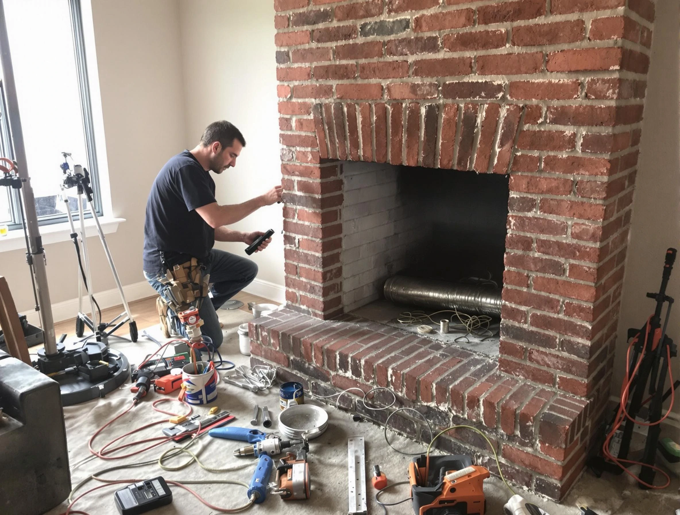 Rahway Chimney Sweep specialist finalizing chimney liner service in Rahway, NJ