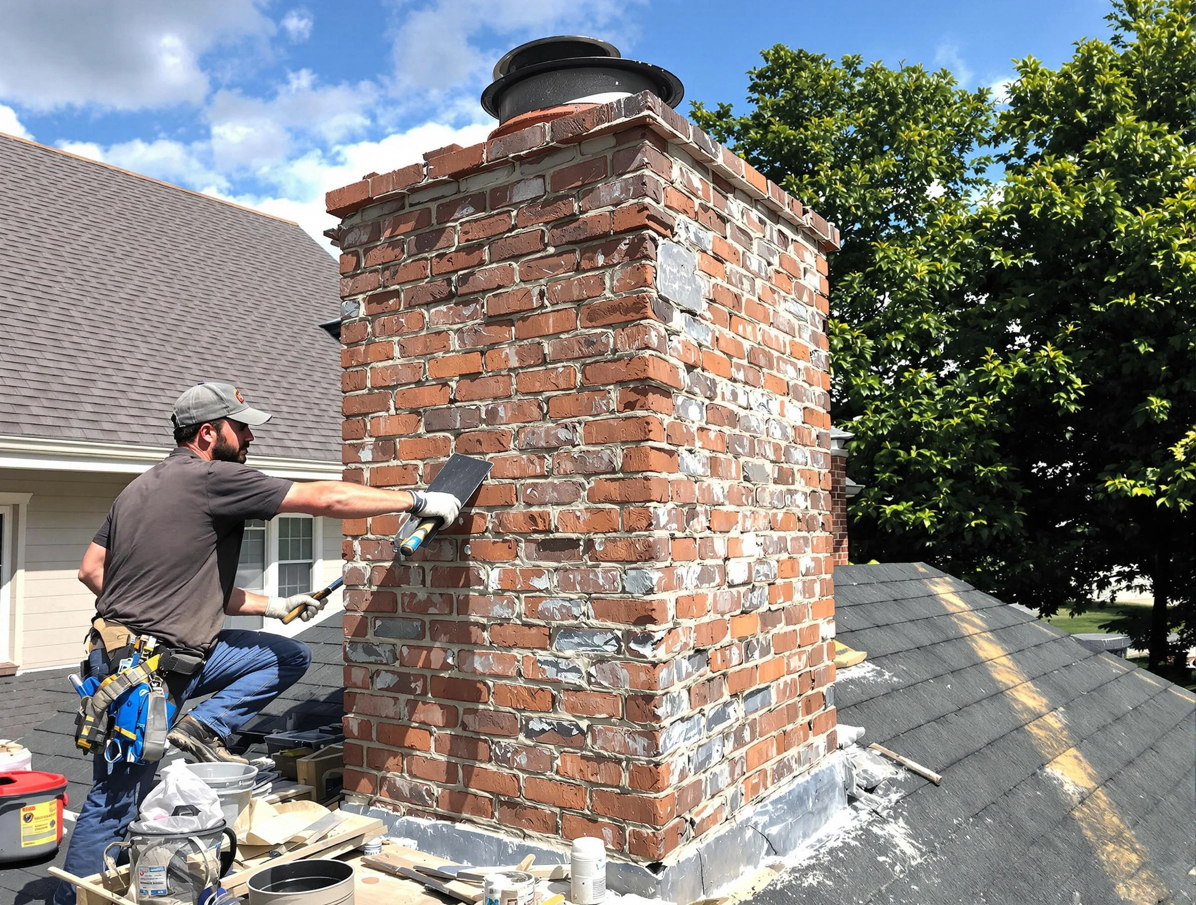 Completed chimney rebuild by Rahway Chimney Sweep in Rahway, NJ