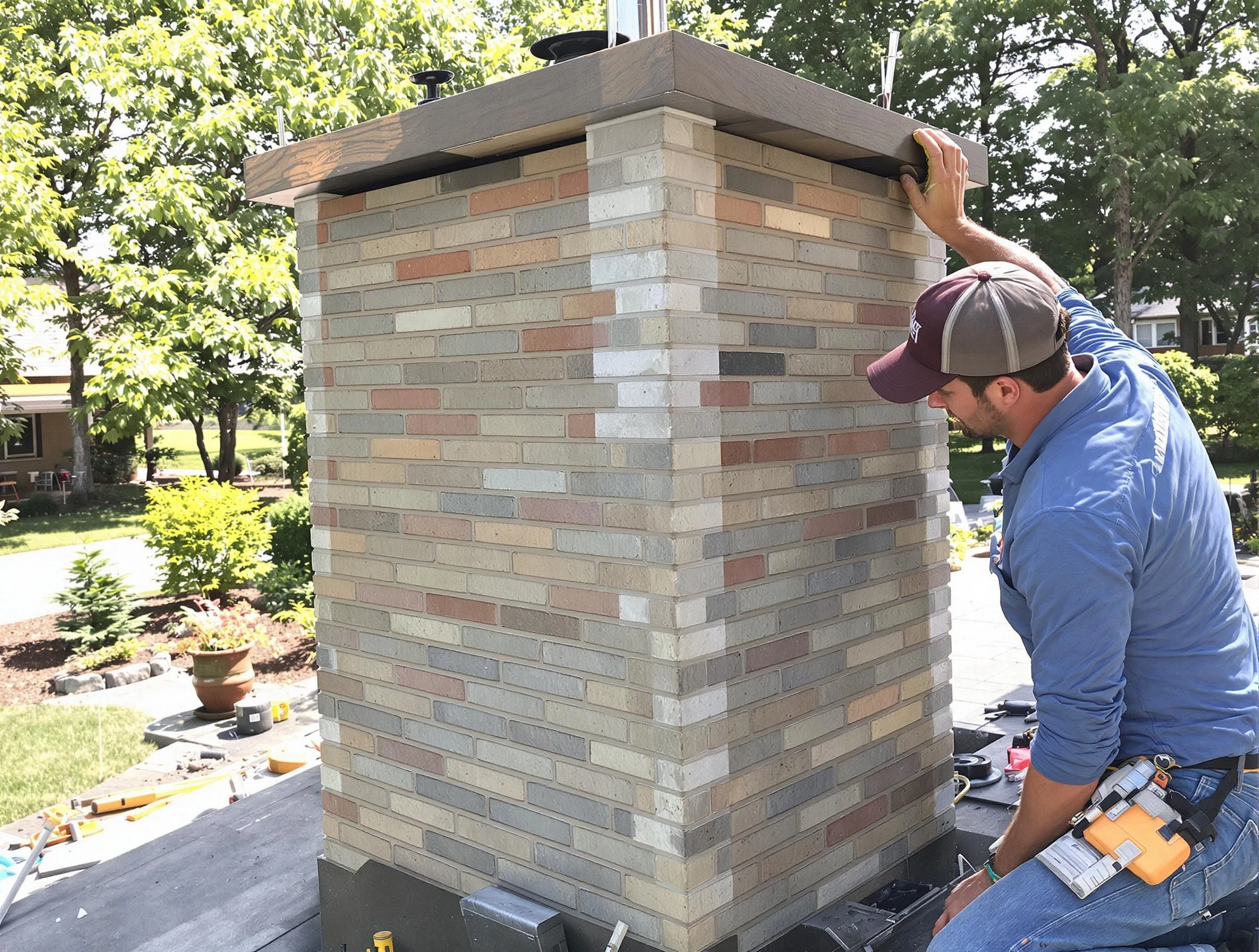 Rahway Chimney Sweep completing a modern chimney remodel in Rahway, NJ