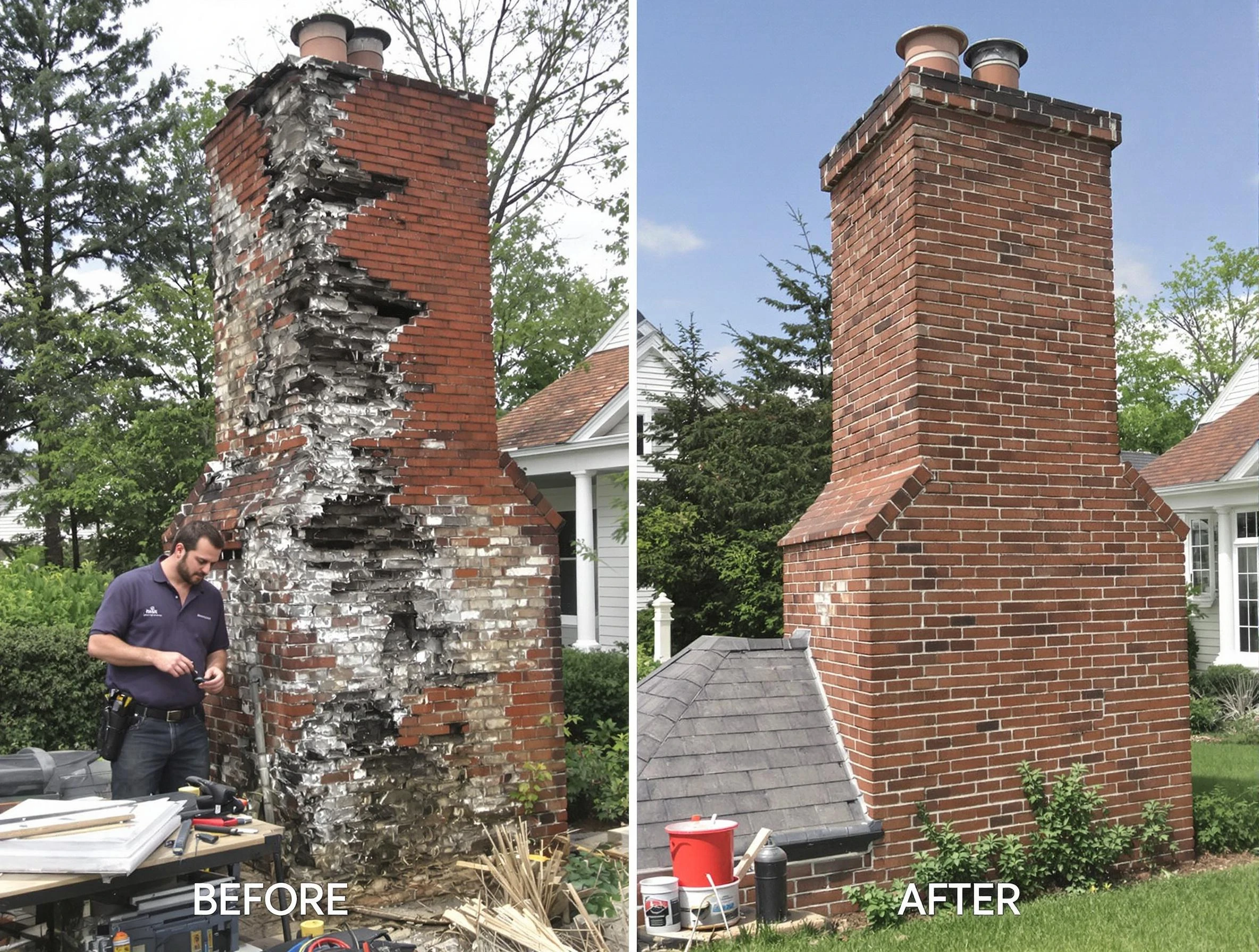 Rahway Chimney Sweep performing a full chimney restoration in Rahway, NJ