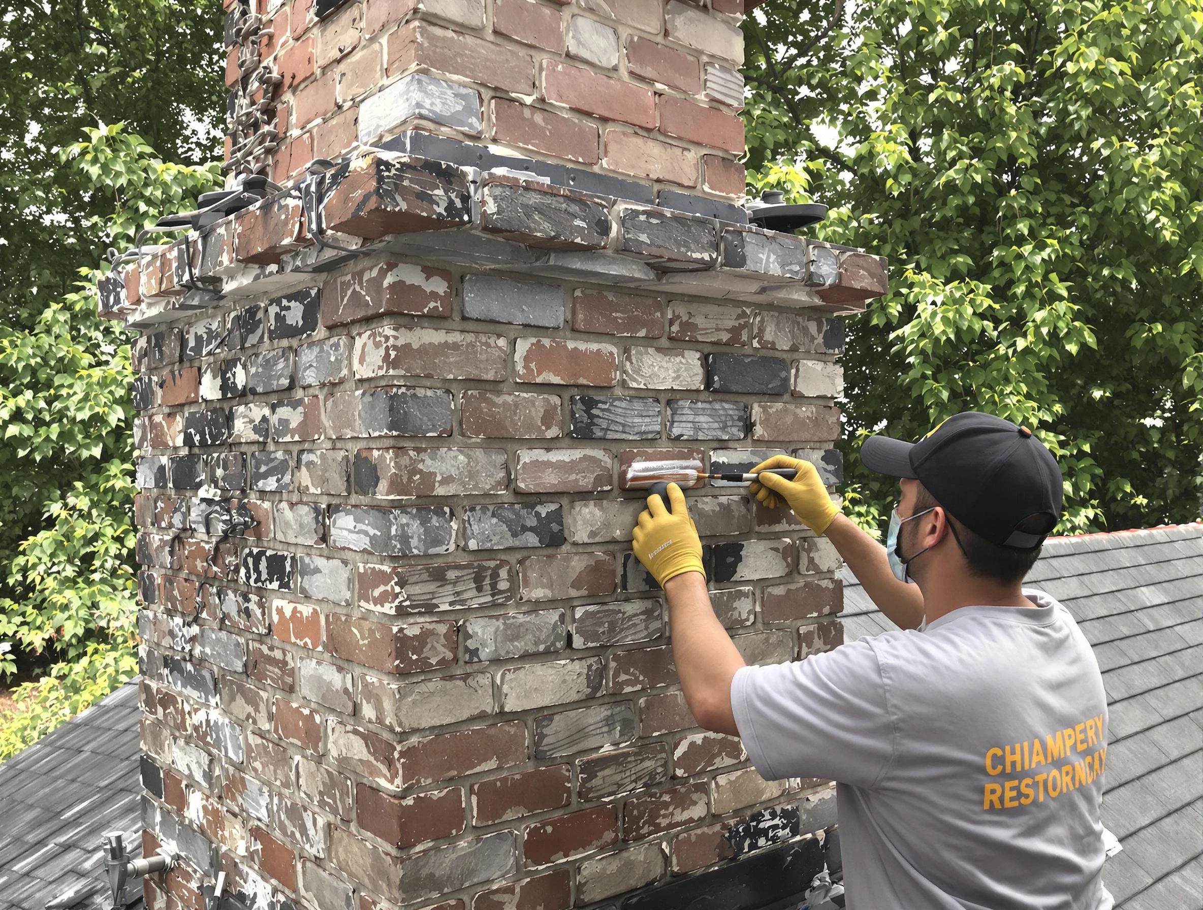 In-progress chimney restoration by Rahway Chimney Sweep in Rahway, NJ