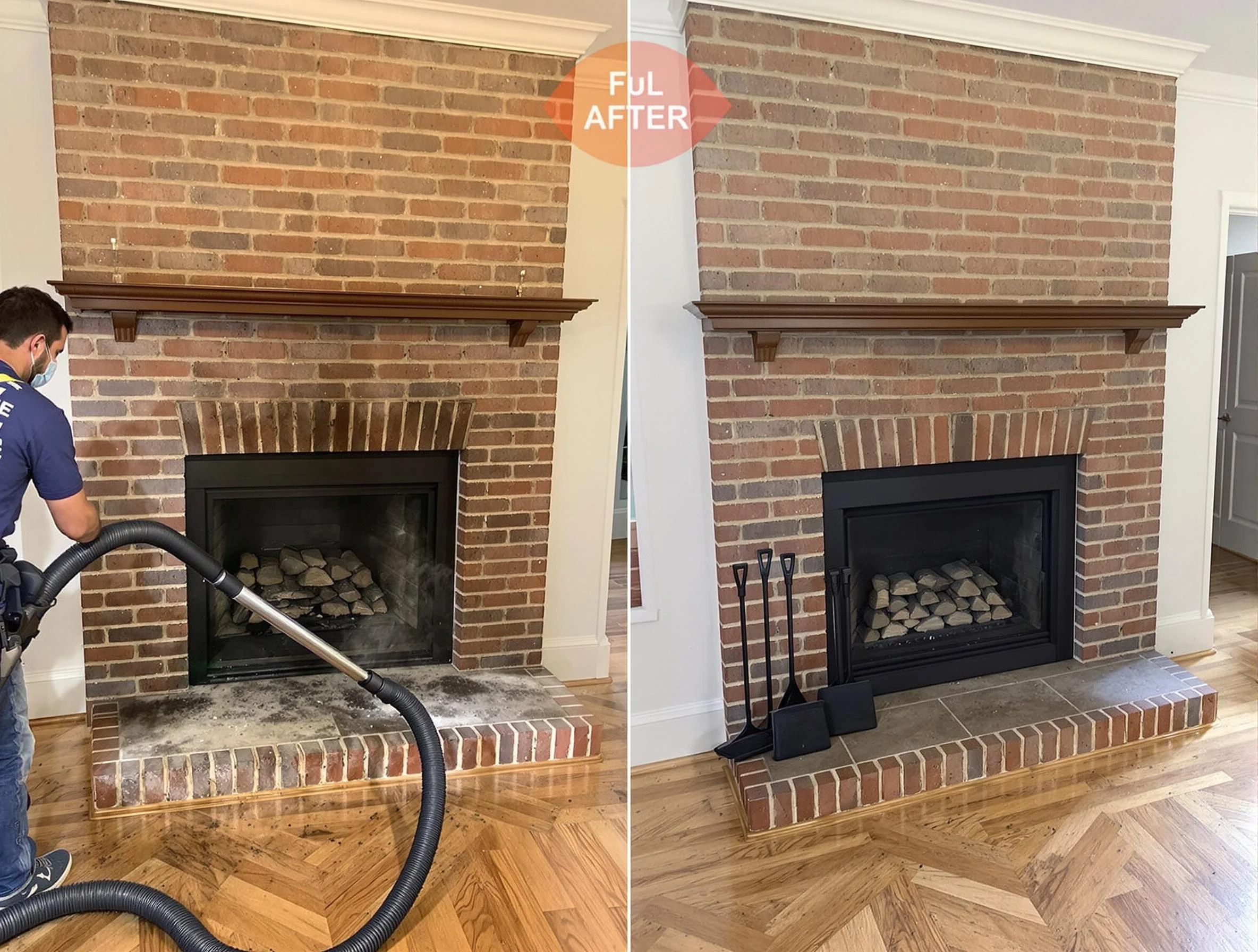 Rahway Chimney Sweep carefully sanitizing a fireplace in Rahway, NJ
