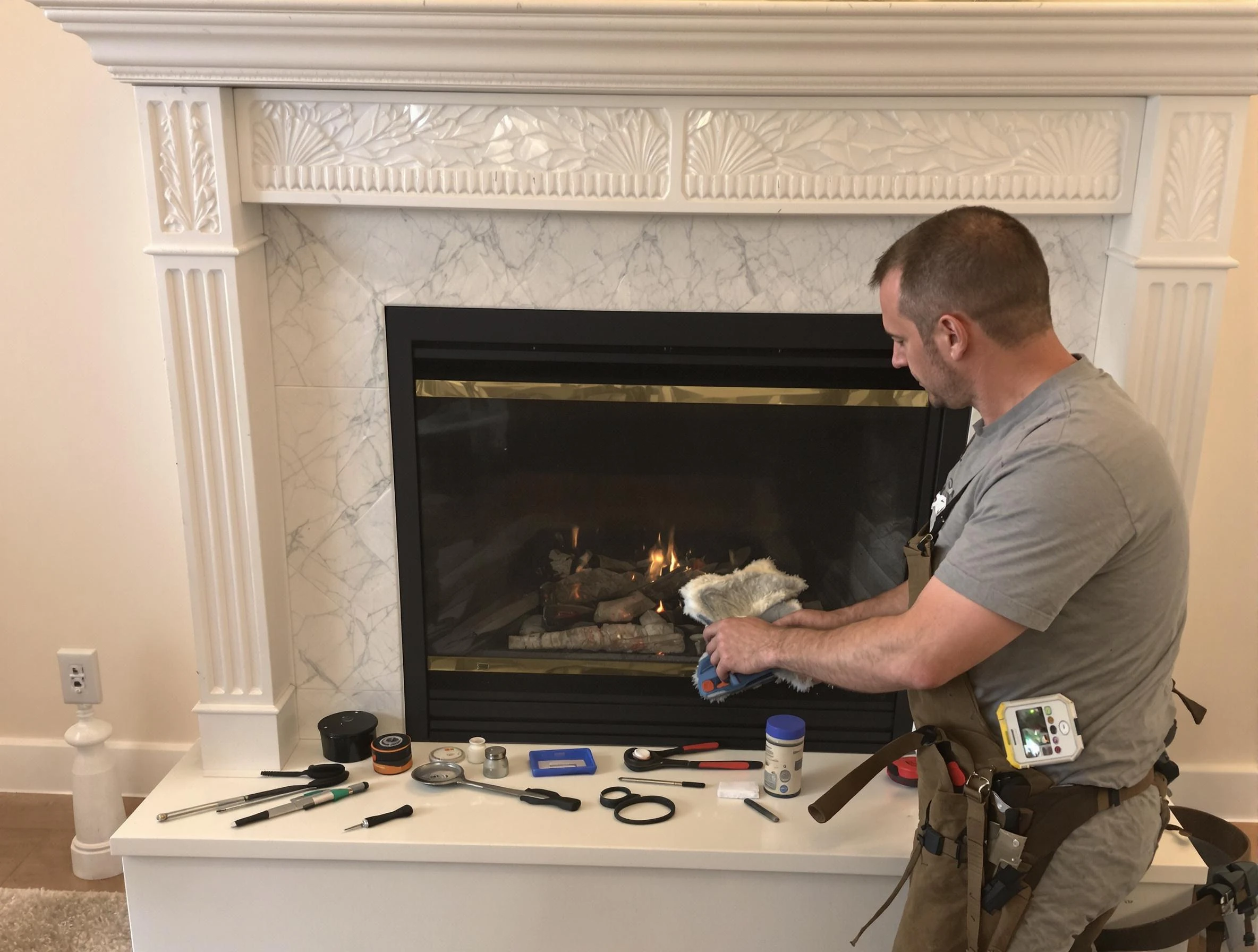 Rahway Chimney Sweep performing fireplace maintenance in Rahway, NJ